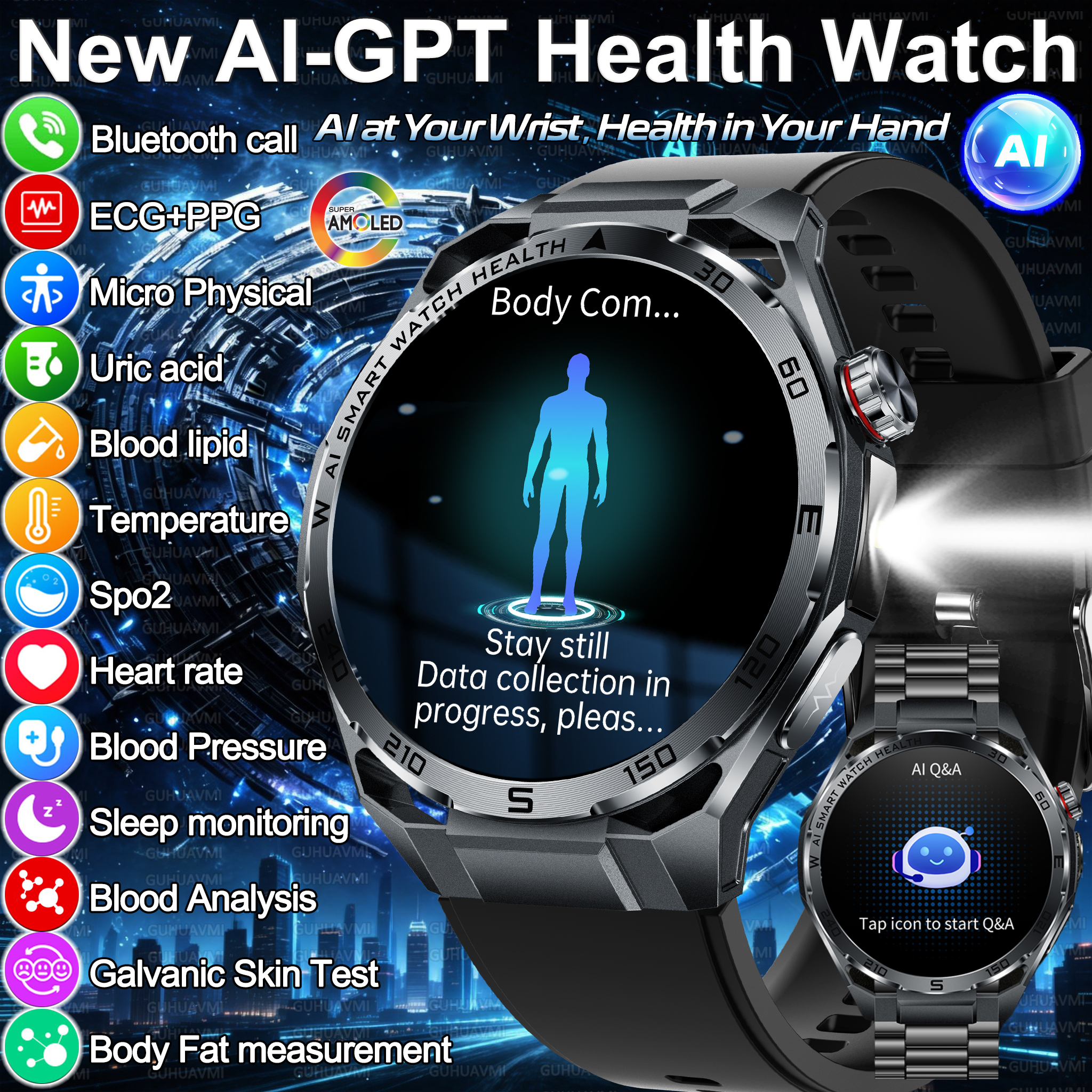 2026 New Body Fat AI Analysis  – обзор и цена Smartwatch Health Watches For Men