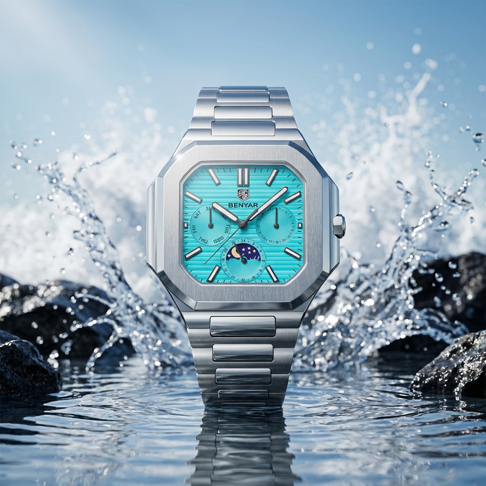 BENYAR Men's Square Quartz Wat – обзор и цена Chronograph Sport Watch