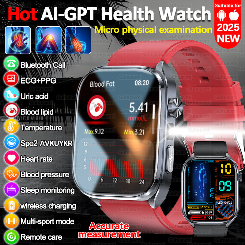 Smartwatch New Watches 2025 - Accurate Blood Lipids Uric Acid Bluetooth