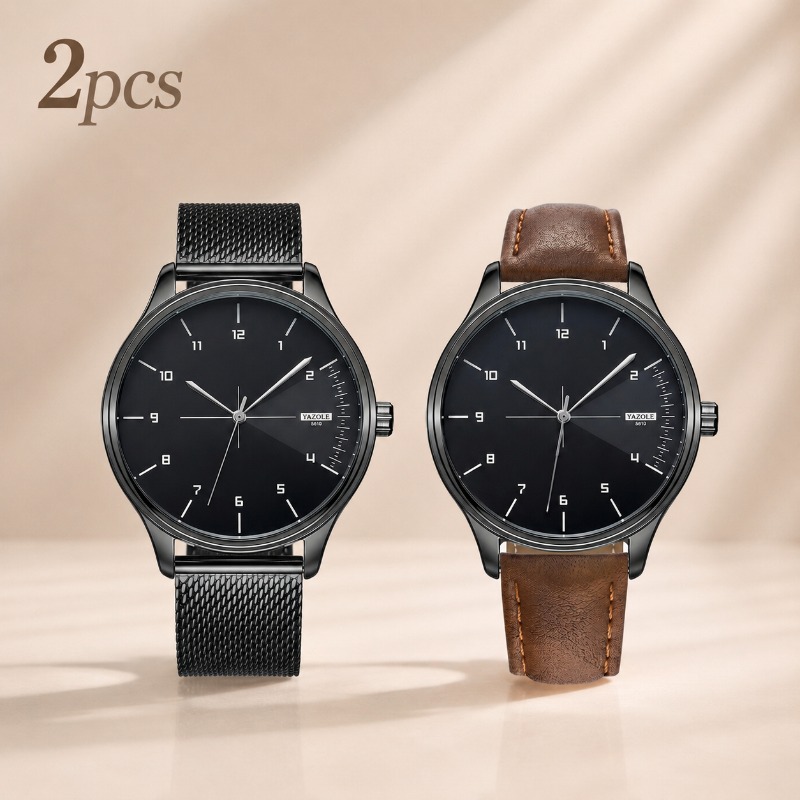 2Pcs Men's Quartz Watch Set Mi – обзор и цена Smartwatch Watches Gift For Men