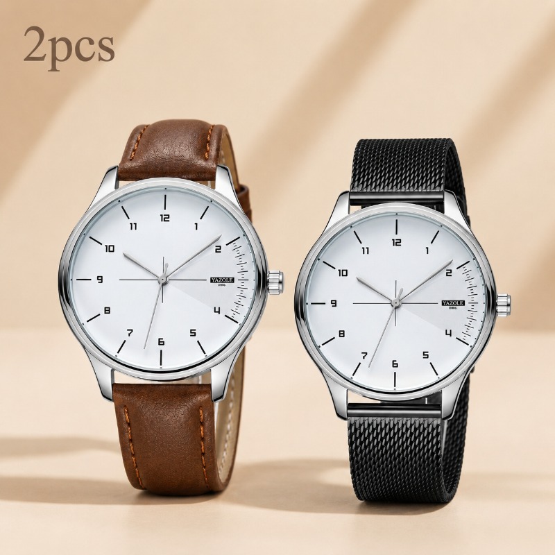 2Pcs Men's Quartz Watch Set Mi – обзор и цена Smartwatch Watches Gift For Men