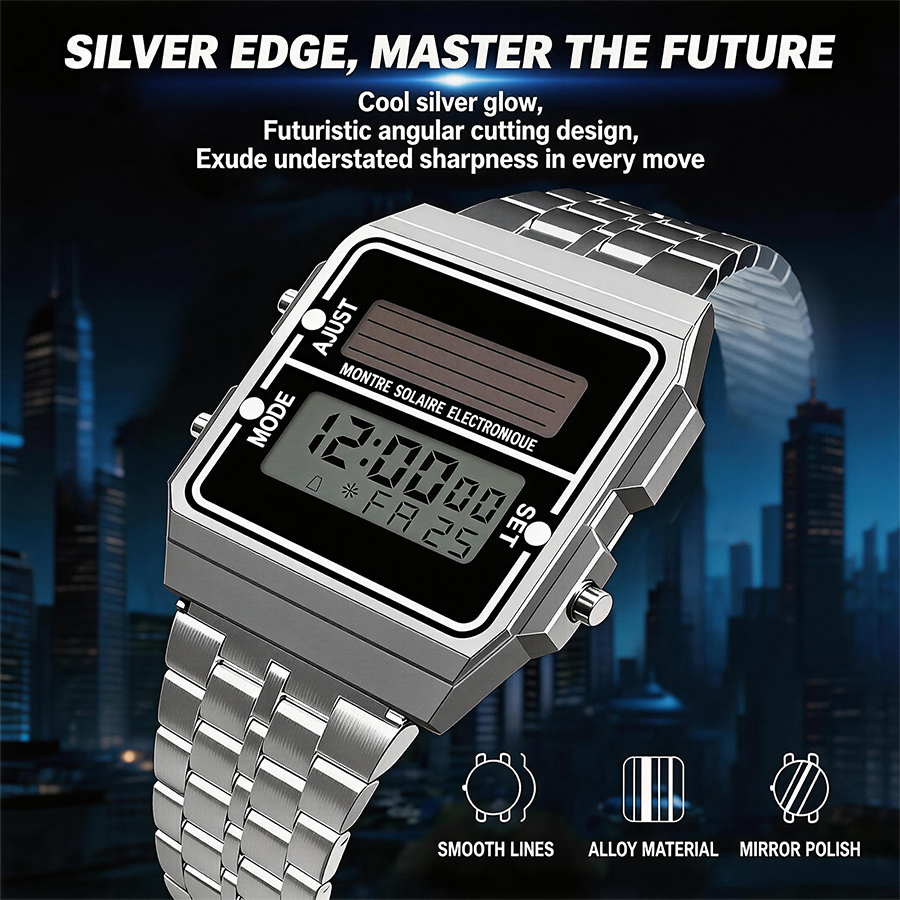 Retro Silver Metal Square Sola – обзор и цена Tide Watch Surf