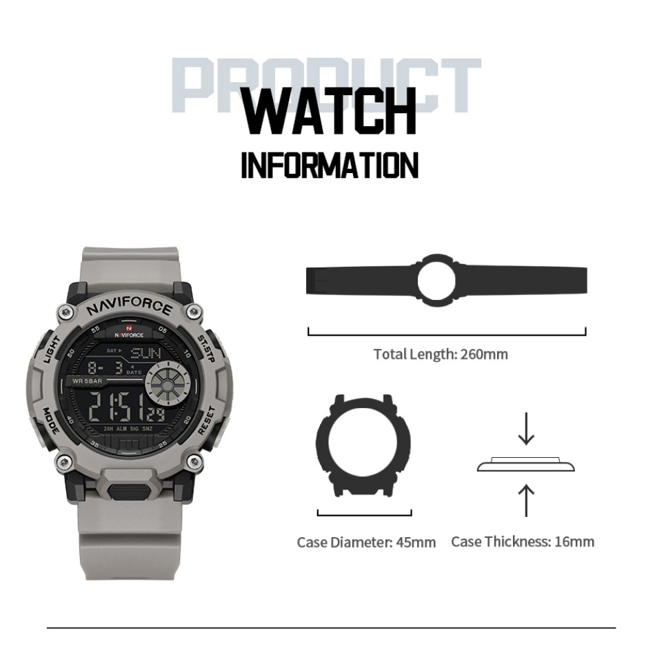 New NAVIFORCE Men's 5ATM Water – обзор и цена Tide Watch Surf