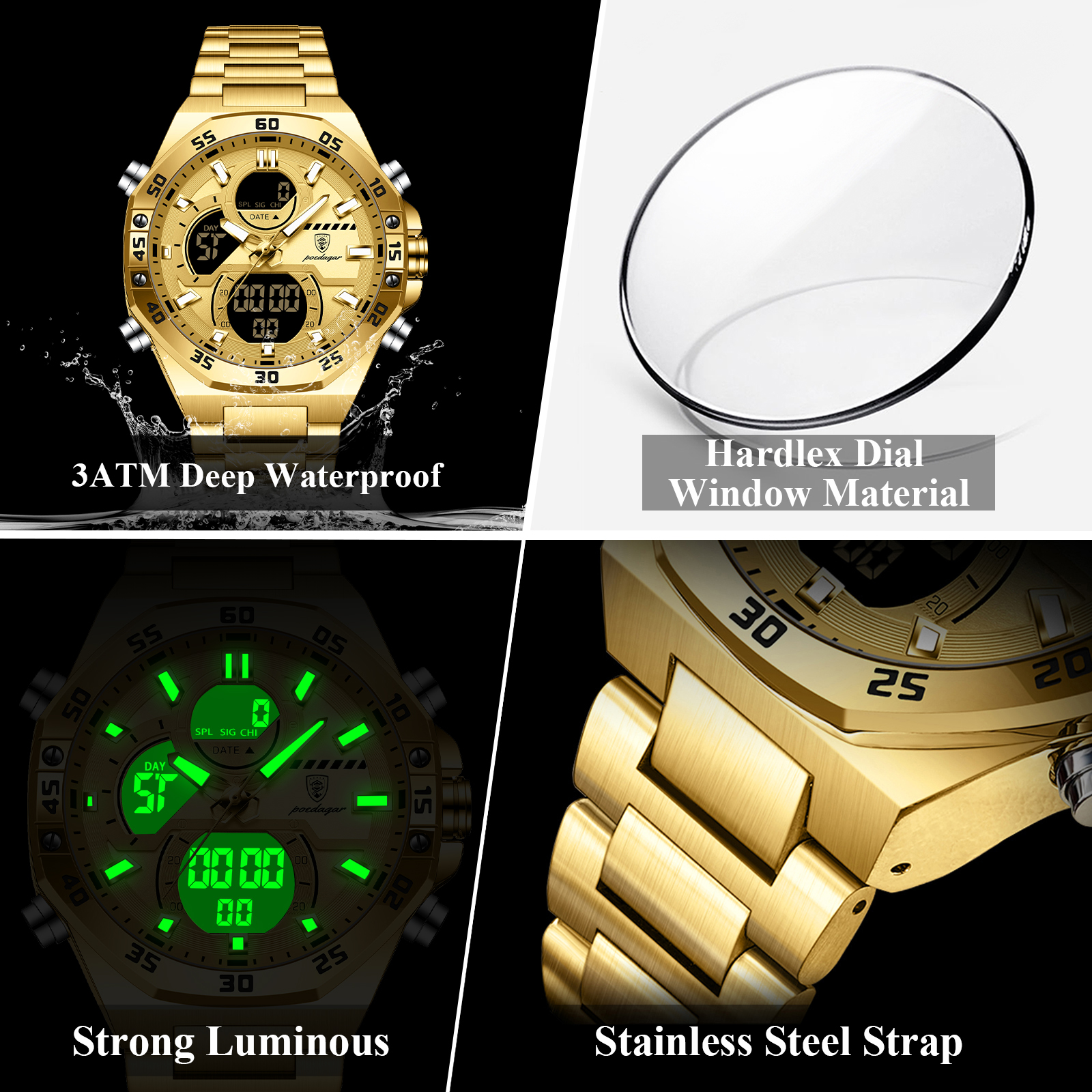 POEDAGAR Sport Men Watch LED W – обзор и цена Chronograph Sport Watch