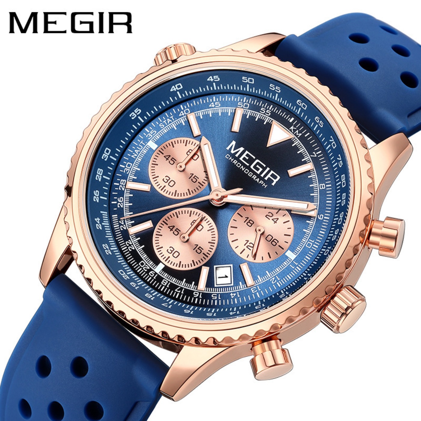 MEGIR Silver Black Quartz Watc – обзор и цена Chronograph Sport Watch