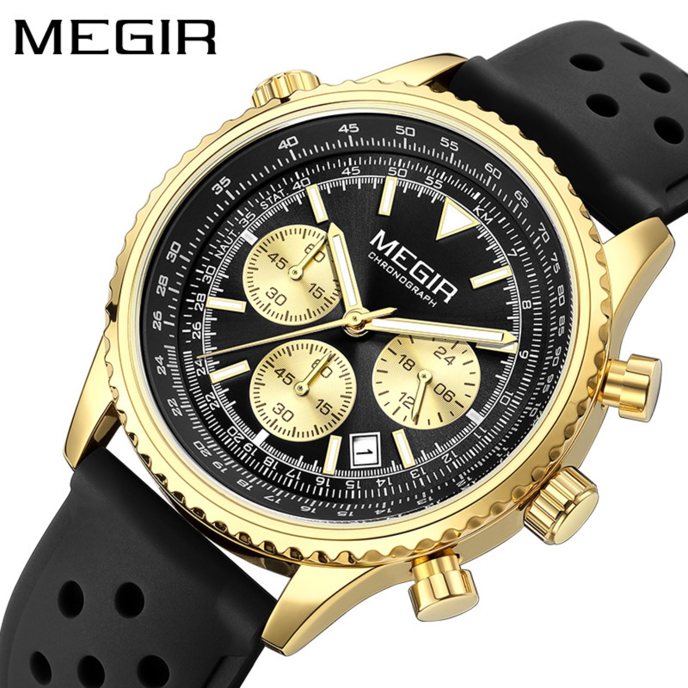 MEGIR Silver Black Quartz Watc – обзор и цена Chronograph Sport Watch