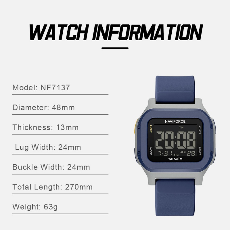 NAVIFORCE NF7137 Sport Waterpr – обзор и цена Tide Watch Surf
