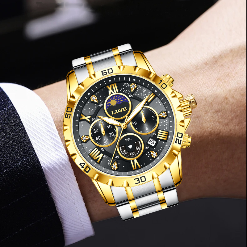 LIGE Top Brand Luxury Quartz M – обзор и цена Chronograph Sport Watch